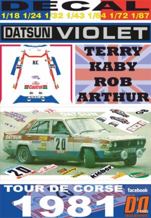 DECAL DATSUN 160J T.KABY TOUR DE CORSE 1981 5th (01)