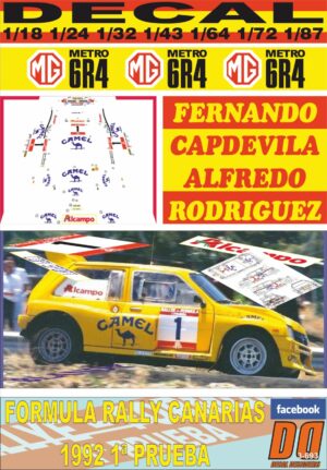 DECAL MG METRO 6R4 FERNANDO CAPDEVILA FORMULA RALLY CANARIAS 1992
