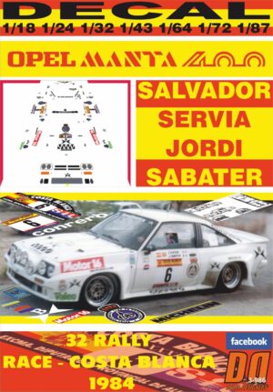 DECAL OPEL MANTA 400 S.SERVIA R. RACE-COSTA BLANCA 1984 DnF (01)