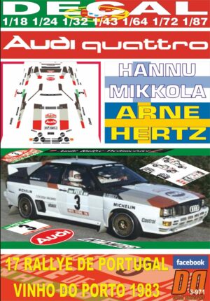 DECAL AUDI QUATTRO A1 H.MIKKOLA R. DE PORTUGAL 1983 WINNER (01)