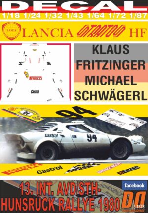 DECAL LANCIA STRATOS HF K.FRITZINGER HUNSRUCK R. 1980 7th (01)