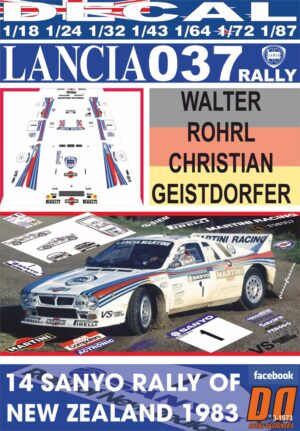 DECAL LANCIA 037 RALLY W.ROHRL R.OF NEW ZEALAND 1983 WINNER (01)