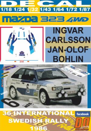 DECAL MAZDA 323 4WD I.CARLSSON SWEDISH R. 1986 DnF (01)