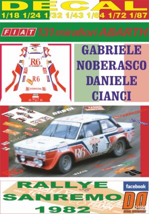 DECAL FIAT 131 ABARTH G.NOBERASCO R. SANREMO 1982 DnF (01)