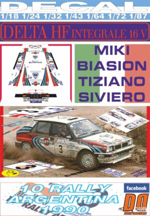 DECAL LANCIA DELTA INTEGRALE 16V M.BIASION R.ARGENTINA 1990 WINNER (01)