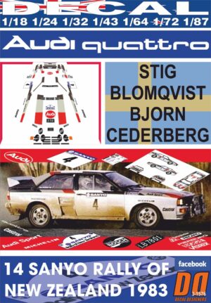 DECAL AUDI QUATTRO A2 S.BLOMQVIST R.OF NEW ZEALAND 1983 DnF (01)