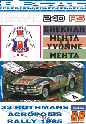DECAL NISSAN 240 RS S.MEHTA ACROPOLIS R. 1985 4th (01)