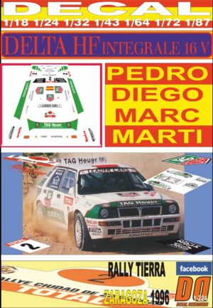 DECAL LANCIA DELTA HF INTEGRALE PEDRO DIEGO RALLY TIERRA ZARAGOZA 1996 (01)