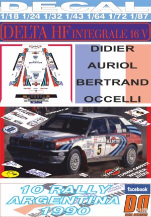 DECAL LANCIA DELTA INTEGRALE 16V D.AURIOL  R.ARGENTINA 1990 3rd (01)