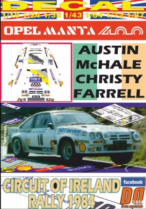 DECAL OPEL MANTA 400 A.McHALE CIRCUIT OF IRELAND R. 1984 DnF (01)