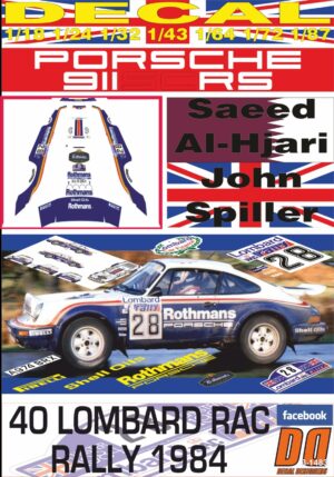 DECAL PORSCHE 911 SC RS S. AL-HAJRI RAC R. 1984 17th