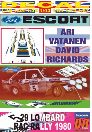 DECAL FORD ESCORT RS 1800 MKII A.VATANEN RAC R. 1980 DnF (01)