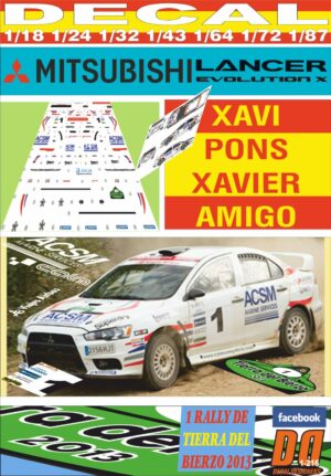 DECAL MITSUBISHI LANCER EVO X X.PONS R.TIERRA DEL BIERZO 2013 WINNER (01)