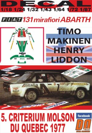 DECAL FIAT 131 ABARTH T.MAKINEN CRITERIUM MOLSON DU QUEBEC 1977 2nd (01)