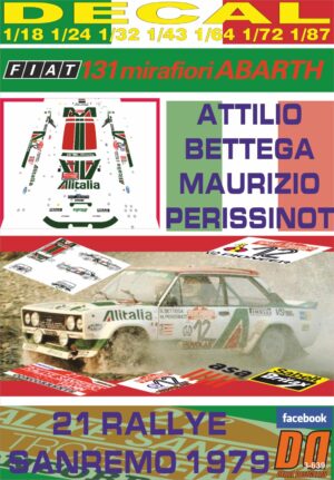 DECAL FIAT 131 ABARTH A.BETTEGA R.SANREMO 1979 3rd (01)