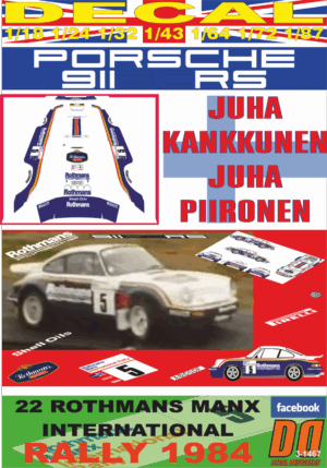 DECAL PORSCHE 911 SC RS J.KANKKUNEN MANX R. 1984 5th