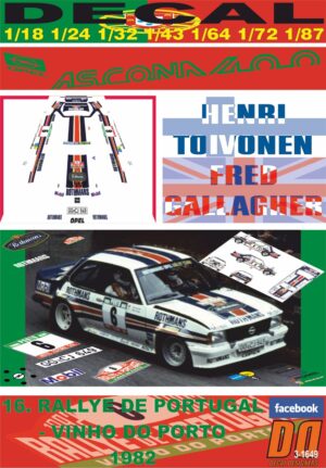 DECAL OPEL ASCONA 400 H.TOIVONEN R.PORTUGAL 1982 DnF (01)