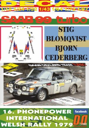 DECAL SAAB 99 TURBO S.BLOMQVIST WELSH R. 1979 8th (01)