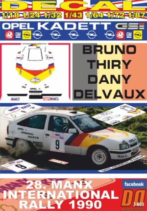 DECAL OPEL KADETT GSI 16V B.THIRY MANX INTERNATIONAL R. 1990 DnF