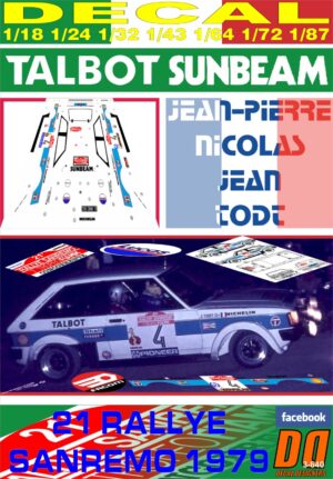 DECAL TALBOT SUNBEAM LOTUS J-P.NICOLAS R.SANREMO 1979 DnF (01)