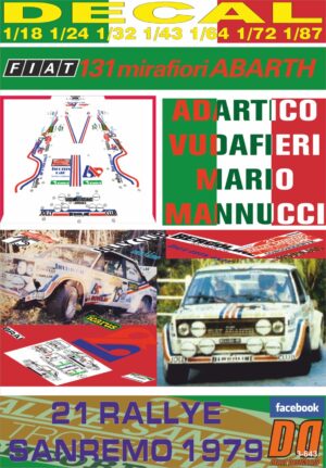DECAL FIAT 131 ABARTH A.VUDAFIERI R.SANREMO 1979 DnF (01)
