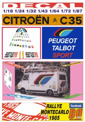 DECAL CITROEN C35 PEUGEOT TALBOT SPORT RALLY MONTECARLO 1985 (01)