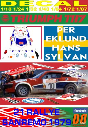 DECAL TRIUMPH TR7 V8 P.EKLUND R.SANREMO 1979 DnF (01)