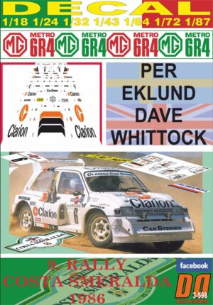 DECAL MG METRO 6R4 PER EKLUND R.COSTA SMERALDA 1986 DnF (01)