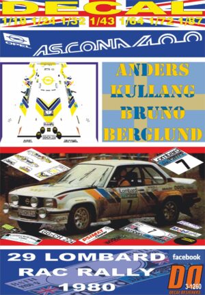 DECAL OPEL ASCONA 400 A.KULLANG RAC R. 1980 5th (01)