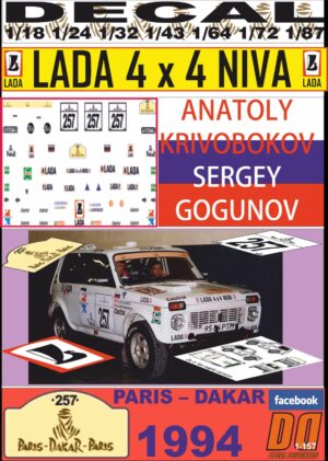 DECAL LADA NIVA – VAZ 2121 ANATOLY KRIVOBOKOV PARIS DAKAR 1994 (01)