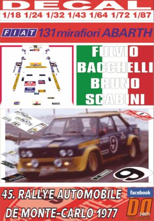 DECAL FIAT 131 ABARTH F. BACHELLI R.MONTECARLO 1977 DnF (01)