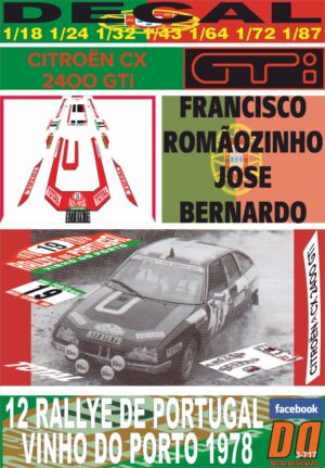 DECAL CITROEN CX 2400 GTI F.ROMAOZINHO R. PORTUGAL 1978 DnF (01)