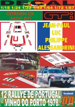 DECAL CITROEN CX 2400 GTI JEAN-PAUL LUC R. PORTUGAL 1978 DnF (01)