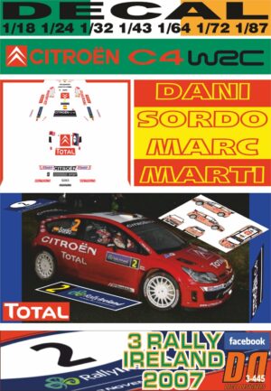 DECAL CITROEN C4 WRC DANI SORDO R. IRELAND 2007 2nd (01)