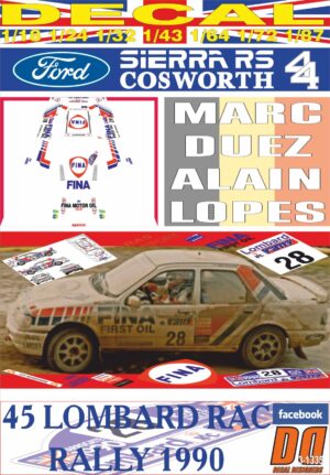 DECAL FORD SIERRA RS COSWORTH 4x4 M.DUEZ RAC R. 1990 DnF