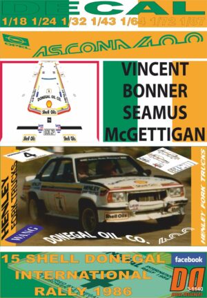 DECAL OPEL ASCONA 400 V.BONNER DONEGAL R. 1986 7th (01)
