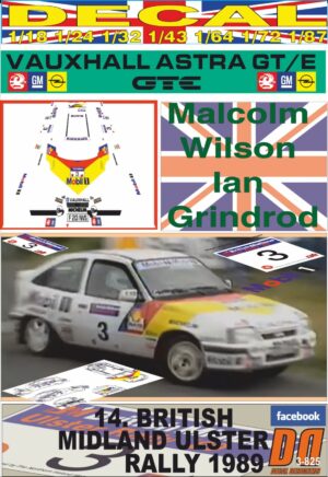 DECAL VAUXHALL ASTRA GTE M.WILSON ULSTER R. 1989 DnF (01)