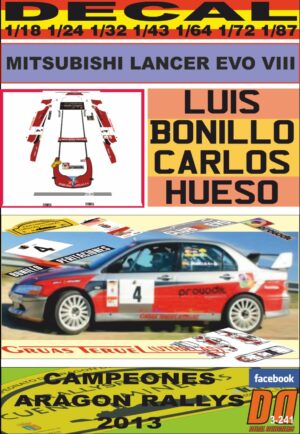 DECAL MITSUBISHI LANCER EVO VIII MR LUIS BONILLO CAMPEON ARAGON 2013 (01)