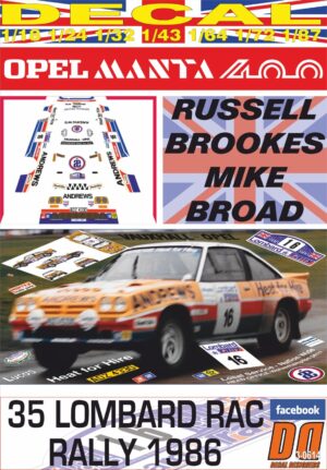 DECAL OPEL MANTA 400 ANDREWS R.BROOKES RAC R. 1986 DnF (01)