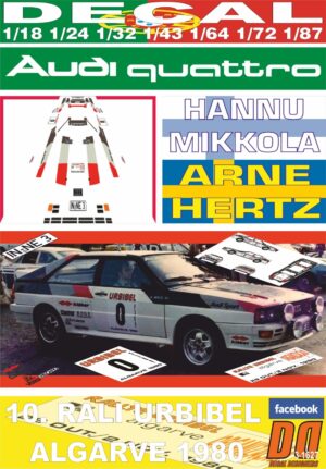 DECAL AUDI QUATRO H.MIKKOLA R.ALGARVE 1980 CAR 0 (01)