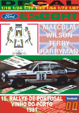DECAL FORD ESCORT RS 1800 MK II ROTHMANS M.WILSON R.PORTUGAL 1981 DnF (01)
