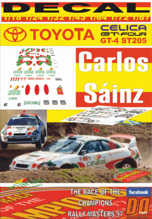 DECAL TOYOTA CELICA GT 4 C. SAINZ CARRERA CAMPEONES CANARIAS 1997