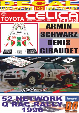 DECAL TOYOTA CELICA ST205 ARMIN SCHWARZ RAC 1996 WINNER