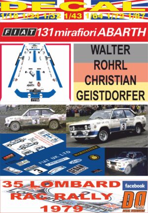 DECAL FIAT 131 ABARTH WALTER ROHRL RAC R. 1979 8th