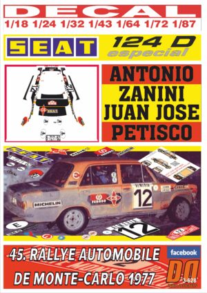 DECAL SEAT 124 D ESPECIAL A. ZANINI R. MONTECARLO 1977 3rd