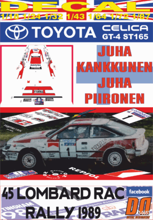 DECAL TOYOTA CELICA GT-4 (ST165) J.KANKKUNEN RAC R. 1989 3rd