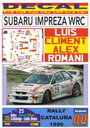 DECAL SUBARU IMPREZA WRC L. CLIMENT R. CATALUÑA 1999 9th