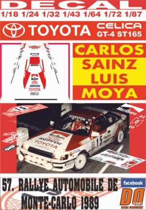 DECAL TOYOTA CELICA GT-4 CARLOS SAINZ R. MONTECARLO 1989 DnF