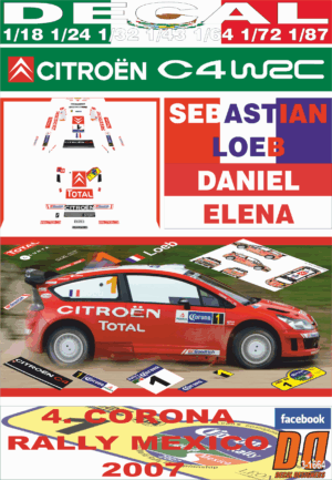 DECAL CITROEN C4 WRC S.LOEB R.MEXICO 2007 WINNER