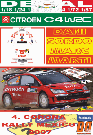 DECAL CITROEN C4 WRC D.SORDO R.MEXICO 2007 4th
